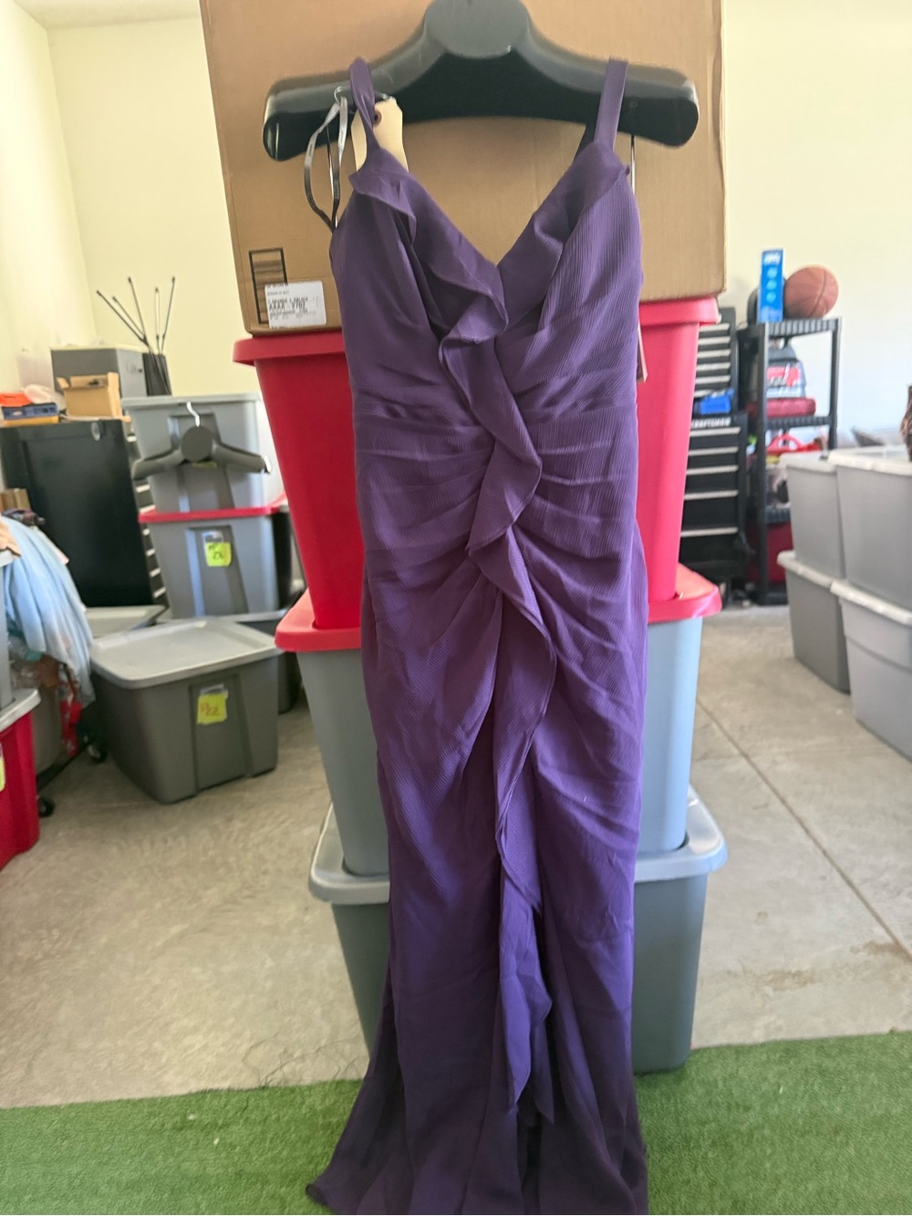 Elegant Purple Ruffled Evening Gown - Women's Formal Dress mp15
